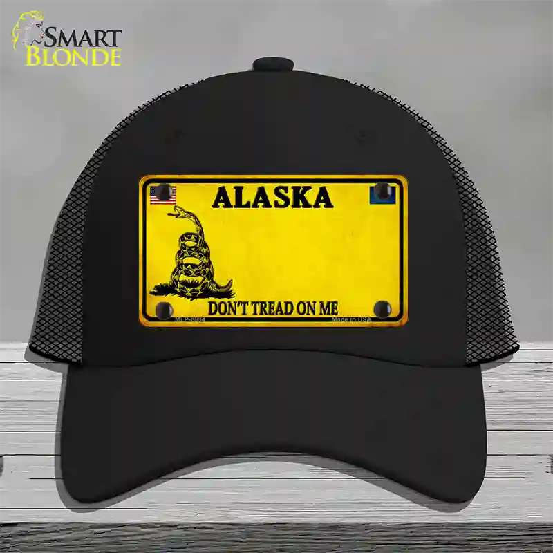 Alaska Dont Tread On Me Novelty License Plate Hat Black Mesh