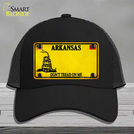 Arkansas Dont Tread On Me Novelty License Plate Hat Black Mesh