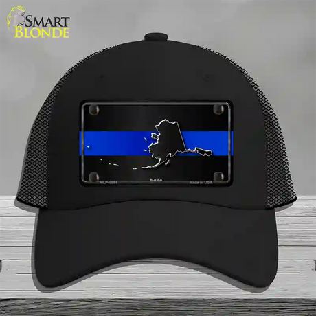 Alaska Thin Blue Line Novelty License Plate Hat Mesh / Black