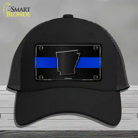 Arkansas Thin Blue Line Novelty License Plate Hat Mesh / Black