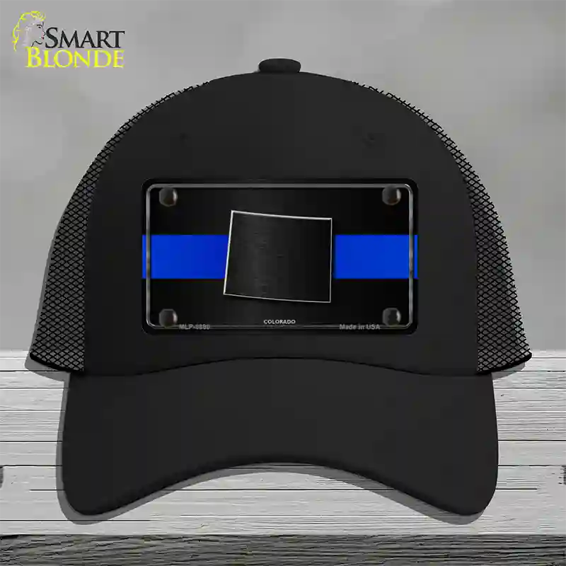 Colorado Thin Blue Line Novelty License Plate Hat Mesh / Black