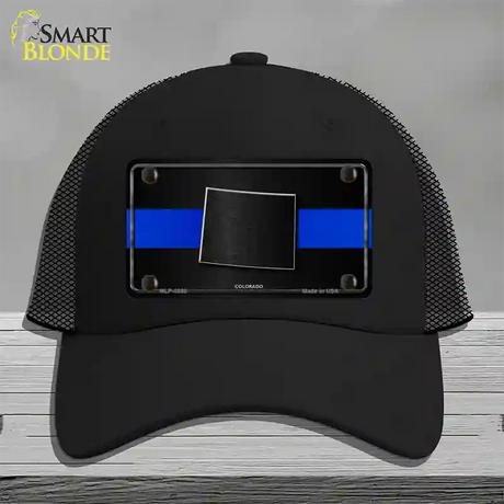 Colorado Thin Blue Line Novelty License Plate Hat Mesh / Black