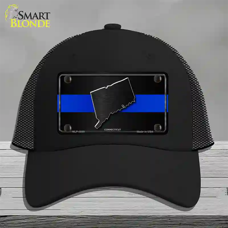 Connecticut Thin Blue Line Novelty License Plate Hat Mesh / Black