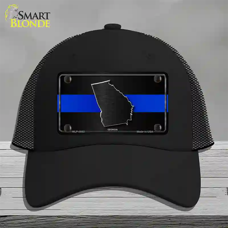 Georgia Thin Blue Line Novelty License Plate Hat Mesh / Black