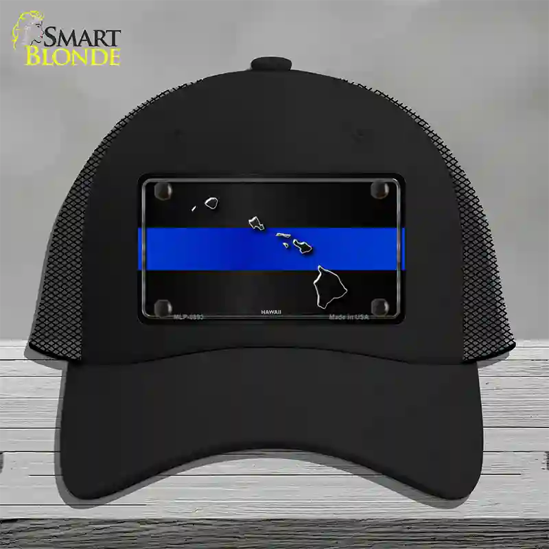 Hawaii Thin Blue Line Novelty License Plate Hat Mesh / Black