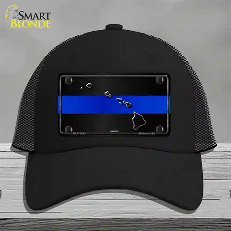 Hawaii Thin Blue Line Novelty License Plate Hat Mesh / Black