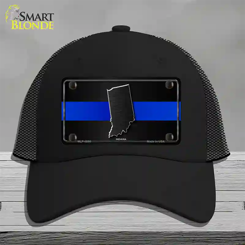 Indiana Thin Blue Line Novelty License Plate Hat Mesh / Black