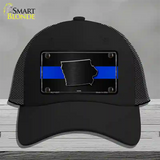 Iowa Thin Blue Line Novelty License Plate Hat Mesh / Black