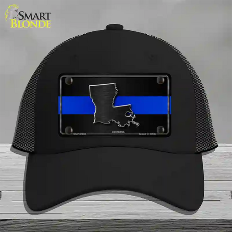 Louisiana Thin Blue Line Novelty License Plate Hat Mesh / Black