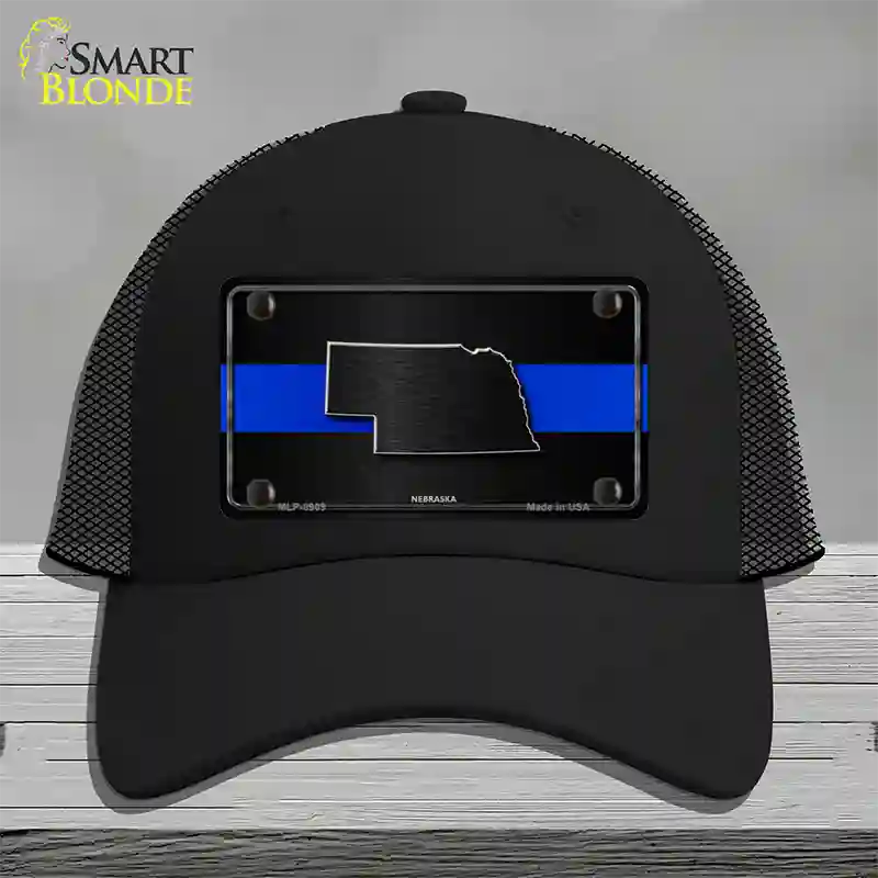 Nebraska Thin Blue Line Novelty License Plate Hat Mesh / Black