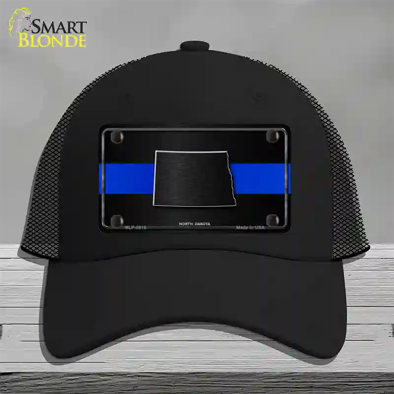 North Dakota Thin Blue Line Novelty License Plate Hat Mesh / Black