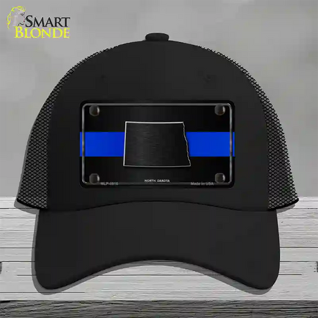 North Dakota Thin Blue Line Novelty License Plate Hat Mesh / Black