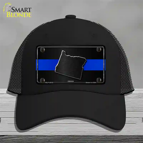 Oregon Thin Blue Line Novelty License Plate Hat Mesh / Black