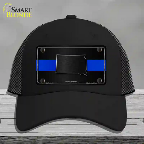 South Dakota Thin Blue Line Novelty License Plate Hat Mesh / Black