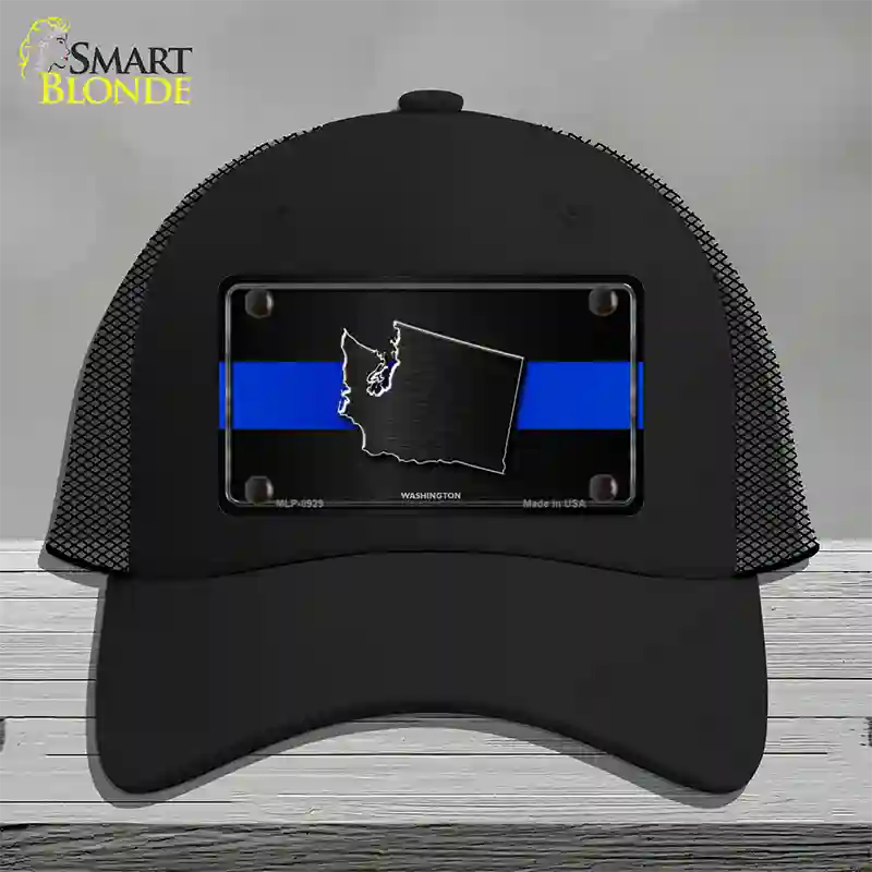 Washington Thin Blue Line Novelty License Plate Hat Mesh / Black