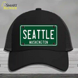 Seattle Washington Green Novelty License Plate Hat Mesh / Black