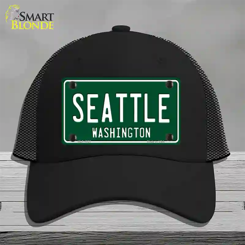 Seattle Washington Green Novelty License Plate Hat Mesh / Black