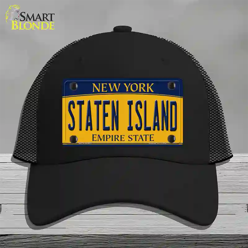 Staten Island New York Novelty License Plate Hat Mesh / Black