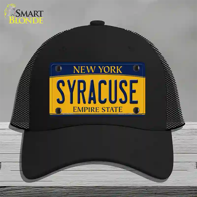 Syracuse New York Novelty License Plate Hat Mesh / Black