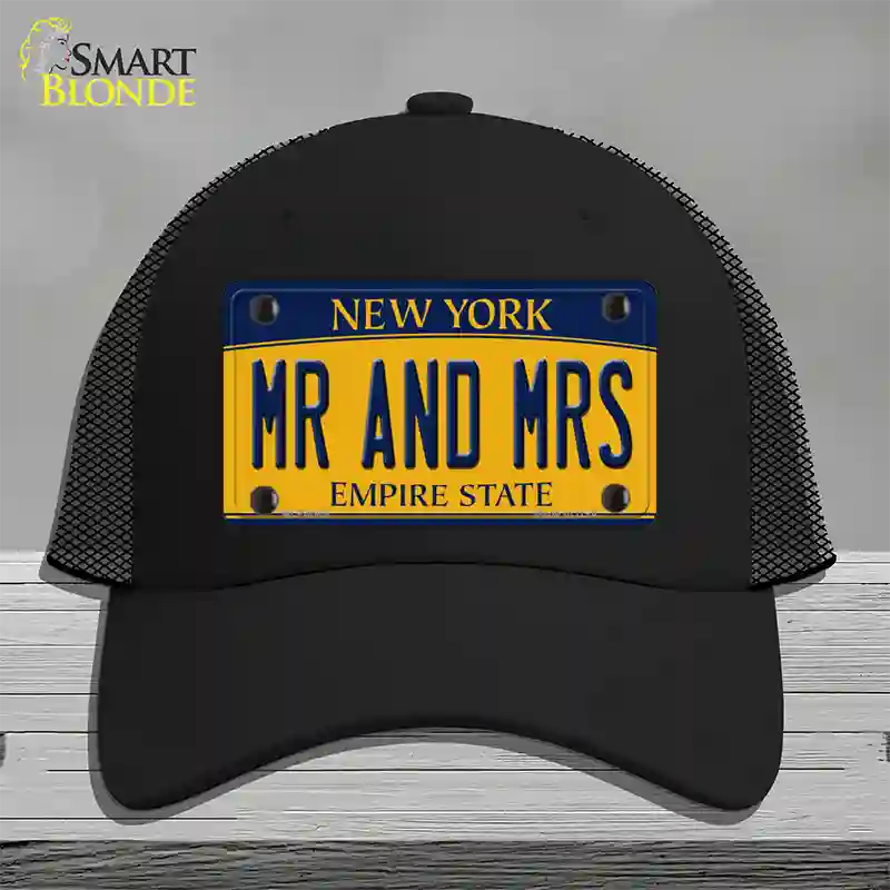 Mr and Mrs New York Novelty License Plate Hat Mesh / Black