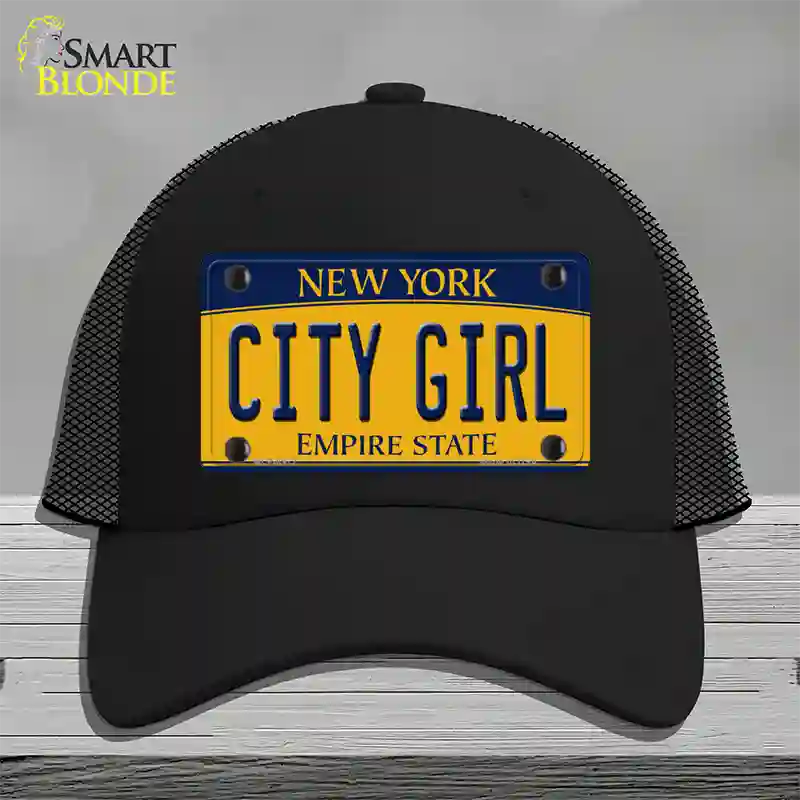 City Girl New York Novelty License Plate Hat Mesh / Black