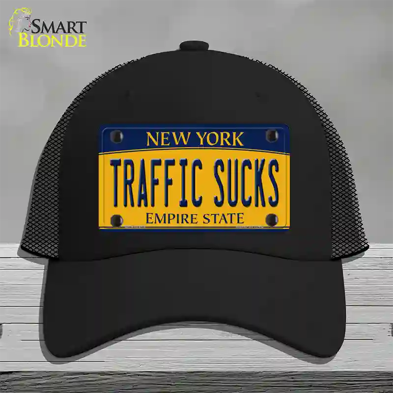 Traffic Sucks New York Novelty License Plate Hat Mesh / Black