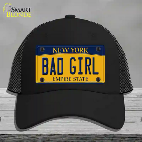 Bad Girl New York Novelty License Plate Hat Mesh / Black