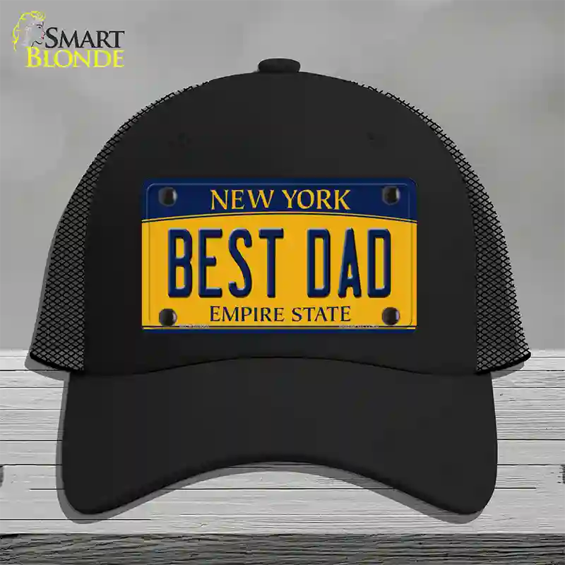 Best Dad New York Novelty License Plate Hat Mesh / Black