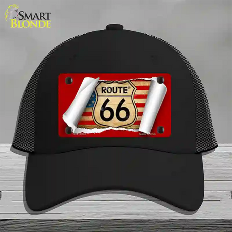 Route 66 Scroll Novelty License Plate Hat Mesh / Black