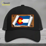 Colorado Flag Scroll Novelty License Plate Hat Mesh / Black