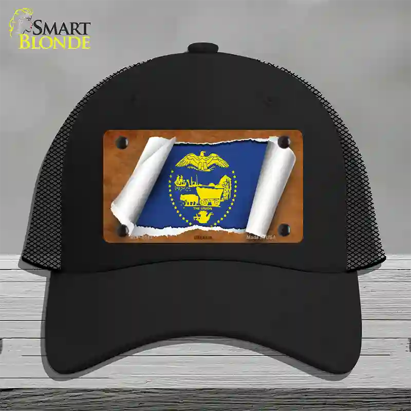 Oregon Flag Scroll Novelty License Plate Hat Mesh / Black