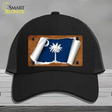 South Carolina Flag Scroll Novelty License Plate Hat Mesh / Black