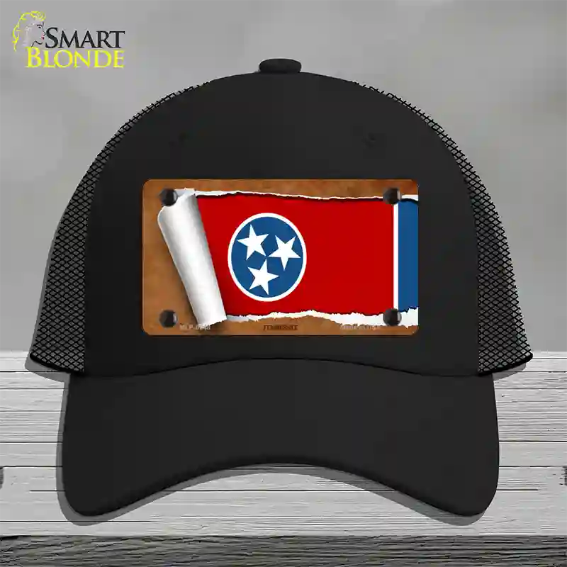 Tennessee Flag Scroll Novelty License Plate Hat Mesh / Black