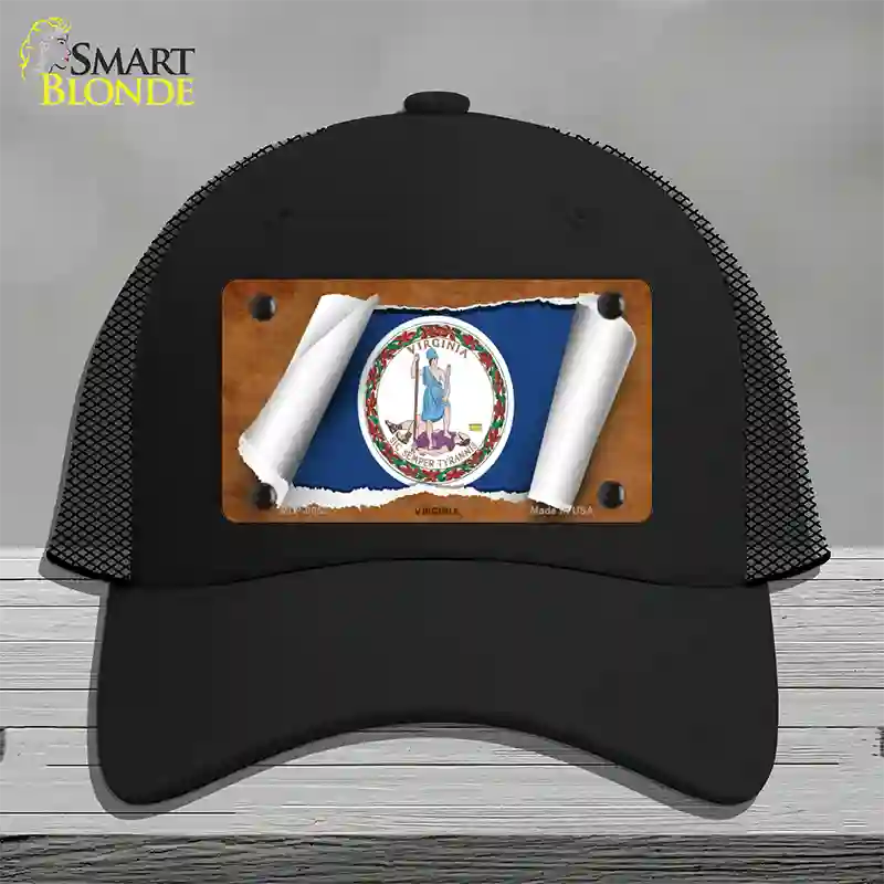 Virginia Flag Scroll Novelty License Plate Hat Mesh / Black