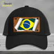 Brazil Flag Scroll Novelty License Plate Hat Mesh / Black