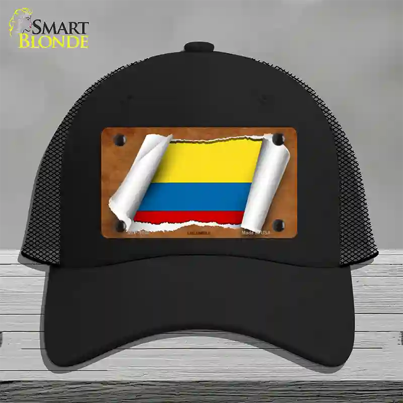 Colombia Flag Scroll Novelty License Plate Hat Mesh / Black