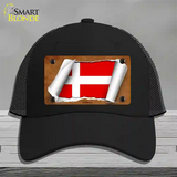 Denmark Flag Scroll Novelty License Plate Hat Mesh / Black