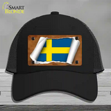 Sweden Flag Scroll Novelty License Plate Hat Mesh / Black