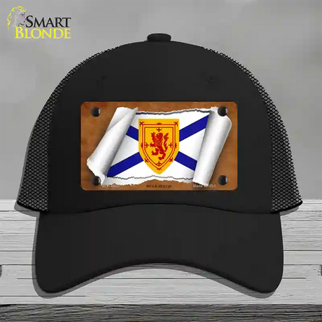 Nova Scotia Flag Scroll Novelty License Plate Hat Mesh / Black