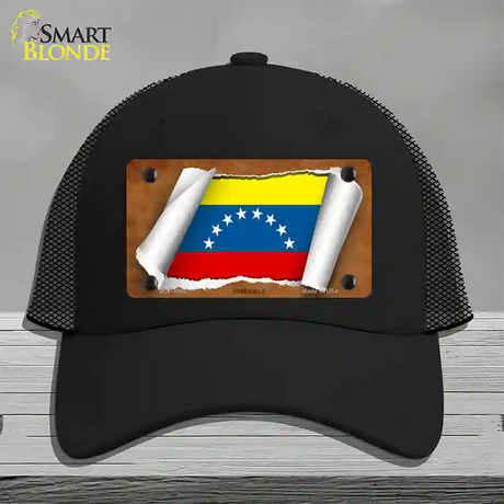 Venezuela Flag Scroll Novelty License Plate Hat Mesh / Black