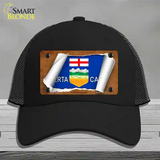 Alberta Canada Flag Scroll Novelty License Plate Hat Mesh / Black