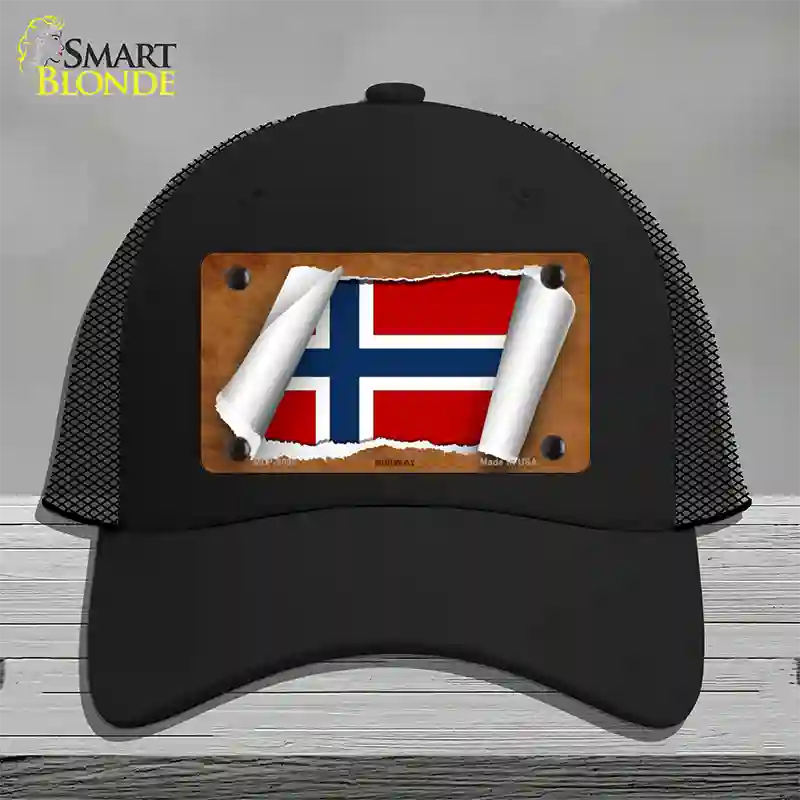 Norway Flag Scroll Novelty License Plate Hat Mesh / Black