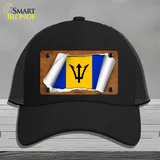 Barbados Flag Scroll Novelty License Plate Hat Mesh / Black