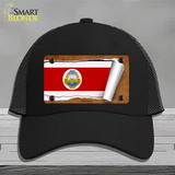 Costa Rica Flag Scroll Novelty License Plate Hat Mesh / Black