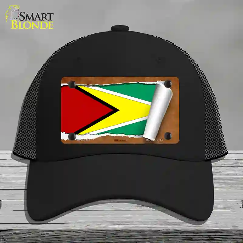 Guyana Flag Scroll Novelty License Plate Hat Mesh / Black