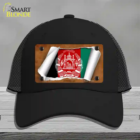 Afghanistan Flag Scroll Novelty License Plate Hat Mesh / Black