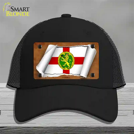 Alderney Flag Scroll Novelty License Plate Hat Mesh / Black