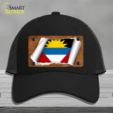 Antigua & Barbuda Flag Scroll Novelty License Plate Hat Mesh / Black