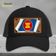 Asean Flag Scroll Novelty License Plate Hat Mesh / Black