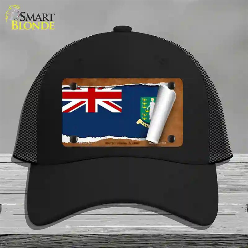 British Virgin Island Flag Scroll Novelty License Plate Hat Mesh / Black